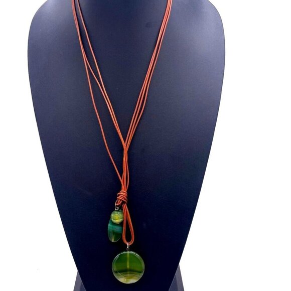 Athens Protasis Agate Pendant Cord Necklace 26 Inches - Picture 1 of 6